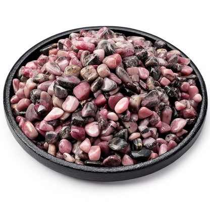 SigMntun Polished Rhodonite Crystal Chips 200 Pcs - 0.3" 10 oz Tumbled Stone Chips Crushed Sea Glass Stones Healing Reiki Crystal Making Home Decoration