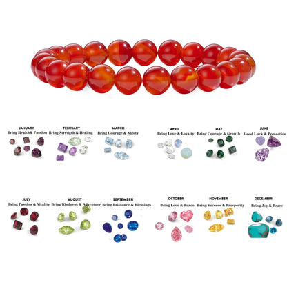Naupyal July Birthstone Bracelet for Women Men,Red Jade Natural Stone Beaded Bracelets,Healing Crystal Gemstones Stretch Bracelet Stress Relief Month Bracelet Birthday Jewelry Gifts