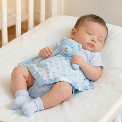 Pro Goleem Teddy Bear Lovey Baby Security Blanket for Boys and Girls Unisex Soft Lovie Baby Gifts for Newborn Toddler Snuggle Toy Stuffed Animal Blue 16 Inch