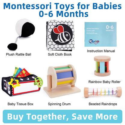 KMTJT Montessori Toys for Babies 0-6 Months | Learning Educational Box Wooden Toys for Baby Infant Newborn Toys 0-6 Months | 1st First Birthday Gifts for 0 6 12 18 Months Boys Girls