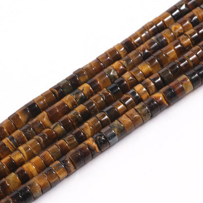 NITOPUPU 150Pcs 4×2mm Natural Yellow Tiger Eye Spacer Stone Beads for Jewelry Making Supplies, Loose Semi Flat Round Gemstone Tube Beads for Bracelets DIY Crafts