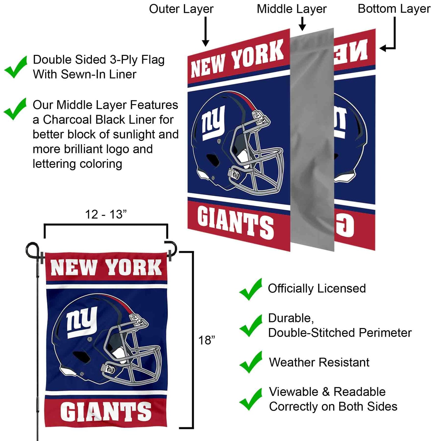 New York Giants Helmet Double Sided Garden Banner Flag
