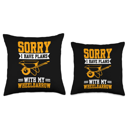 Sorry I Have Plans With My Wheelbarrow Construction Worker Throw Pillow