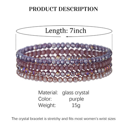 Noessla Beaded Boho Stretch Bracelet Colorful Stackable Crystal Beads Bracelets Trendy Costume Jewelry Mothers Day Gifts for Women(Purple)