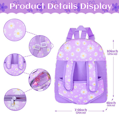 12" Flower Pattern Baby Doll With Backpack Carrier Can Store Clothes and Accessories,12 Inch Baby Dolls Set In Gift Box With Hanky Pacifier Bottle Pretend Baby Care Toy For Girl Child Toddler 3+ Gifts