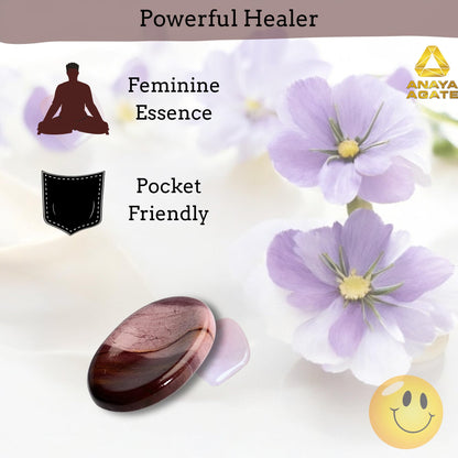 Anaya Agate Mookaite Jasper Worry Stones Certified Crystal Thumb Worry Stone for Anguish, Relaxing and Soothing Balance Stones for Meditation, Stress Relief Crystals and Healing Stones for Men, Women