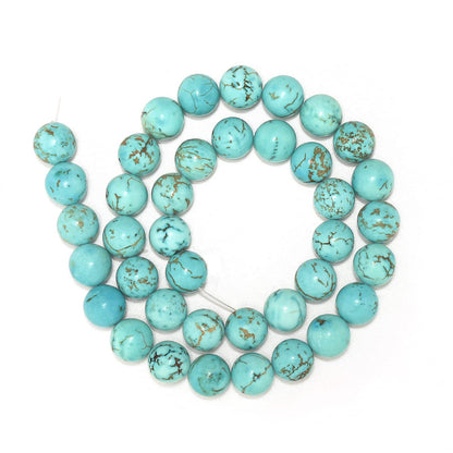 35pcs 10mm Natural Turquoise Gemstone Beads Energy Healing Crystal Round Loose Stone Beads for Jewelry Making, DIY Bracelets Necklaces