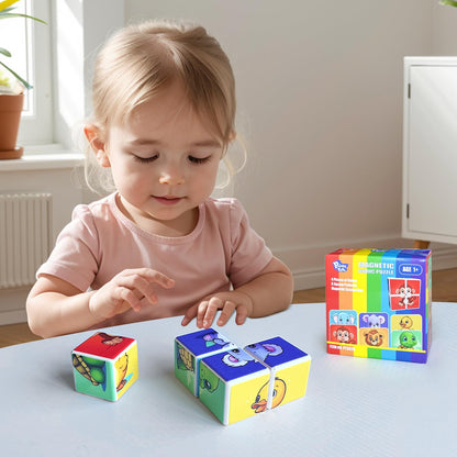 Magnetic Building Blocks & Magnetic Puzzle Toys for Toddlers, Large Building Blocks Cubes 1.65 Inches, Sensory & Montessori Toys for Boys & Girls 1 2 3 Years Old(28pcs)