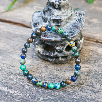 Genuine 6mm Azurite Bracelet - Handmade Natural Blue Crystal Beads Jewelry with Soothing Energy for Women & Men
