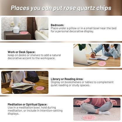 1.1lb Natural Crushed Rose Quartz Crystal Tumbled Chips-Healing Crystals Chips Bulk, Crushed Crystal Gemstones for Crafts, Beautiful Package for Gift (Rose Quartz)