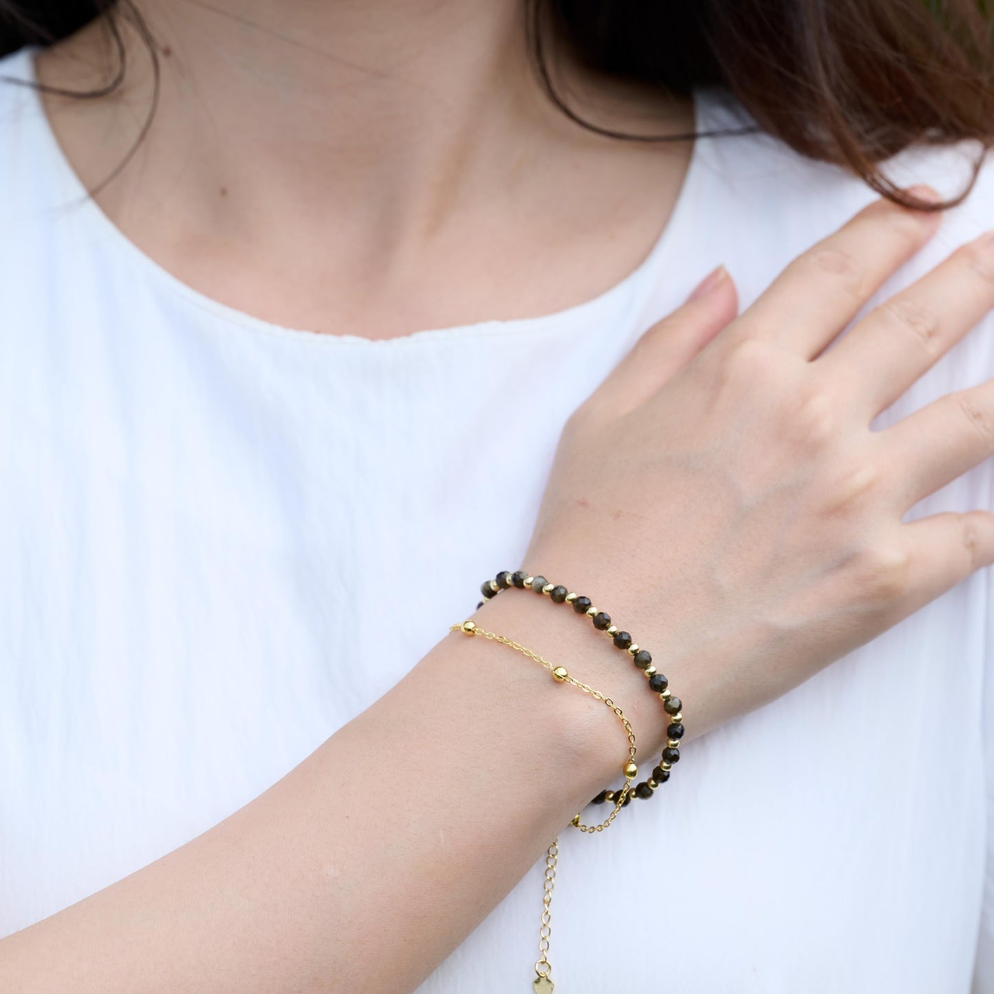 Farfume Golden Obsidian Crystal Bracelet Beaded Bracelets for Women 4mm Natural Stone Beads Gemstone Handmade Jewelry Valentine's Day Gifts