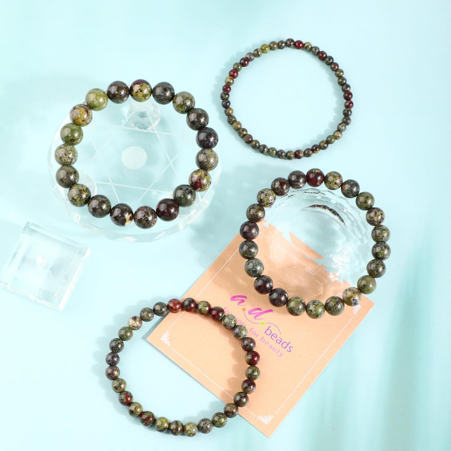 AD Beads 6mm Handmade Dragon Blood Jasper Elastic Bracelet – Natural Gemstone for Strength and Vitality – Meditation, Yoga, Healing and Energy Gift for Men Women