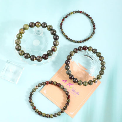 AD Beads 8mm Handmade Dragon Blood Jasper Elastic Bracelet – Natural Gemstone for Strength and Vitality – Meditation, Yoga, Healing and Energy Gift for Men Women