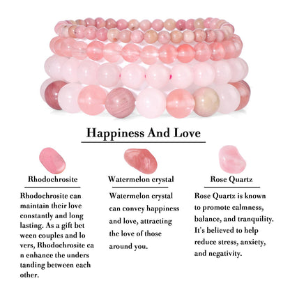 Vinswet 4pcs Beaded Bracelets for Women,Natural Healing Crystal Gemstones Bracelet,Anxiety Stress Relief Bracelet Handmade purple Jewelry Gifts for Women, 7.48in, Stone, Amethyst