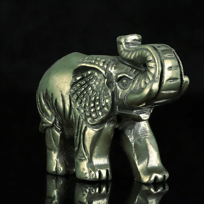 Hxswkk 2.5" Pyrite Crystal Elephant Statue - Hand Carved Healing Craft Home Office Decor & Gifts
