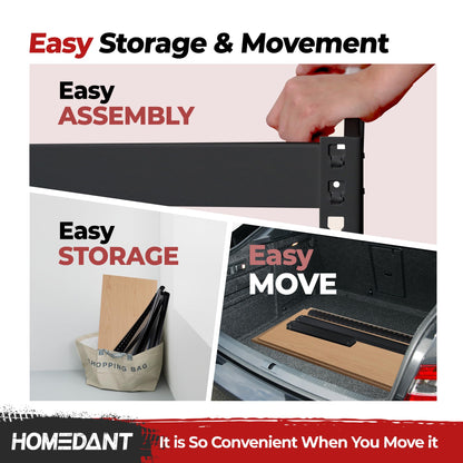 HOMEDANT 47.7" W Deep 5 Tier Heavy Duty Garage Shelving Adjustable Metal Rack Storage Shelves Standing Shelf Unit Organizers Industrial Warehouse Basement Black 1Pack