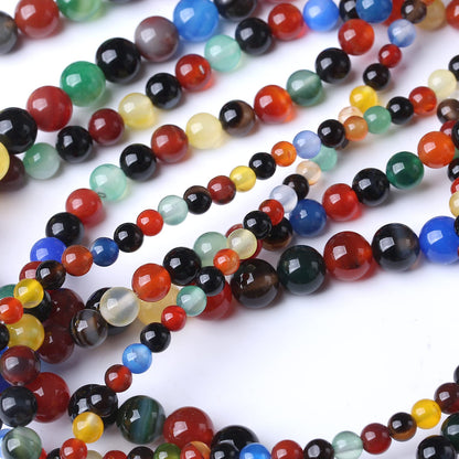 60PCS 6MM Natural Colorful Agate Stone Beads Energy Healing Beads for DIY Jewelry Bracelet Necklace Making for Jewelry Making15Inch