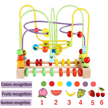 Wondertoys Bead Maze Toy for Kids Wooden Colorful Abacus Roller Coaster Educational Circle Toys Bead Maze Activity Cube Sensory Toys for Children