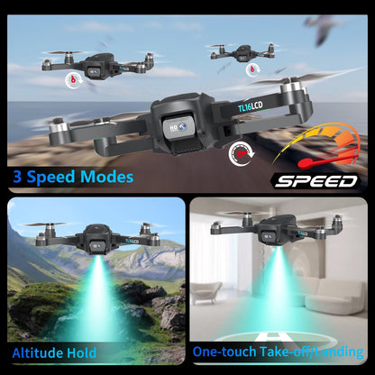 Tolatoyus Drones with Camera for Adults 4K, GPS Drone with 4.5” LCD Screen Controller Follow Me Auto Return 5G Long Range Transmission Foldable FPV Drone for Beginners Under 249g