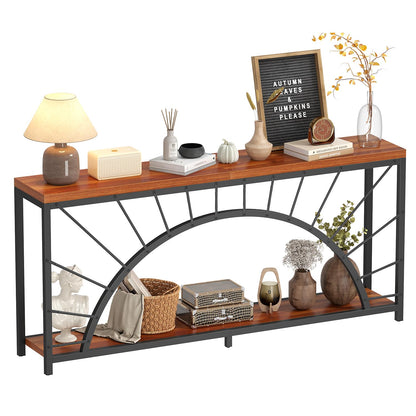 70.9 Inch Console Table, Extra Long Industrial Sofa Tables, 2-Tier Behind Couch Table, Foyer Tables for Entryway, Hallway, Living Room, Unique Design