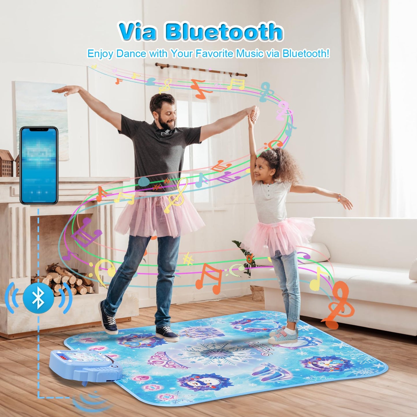 Surelect Dance Mat for 3-12 Year Old Girls, Frozen Toys Electronic Dance Pad with 8 Button & Wireless Bluetooth, Music Game Birthday for Kids Ages 3 4 5 6 7 8 9 10+