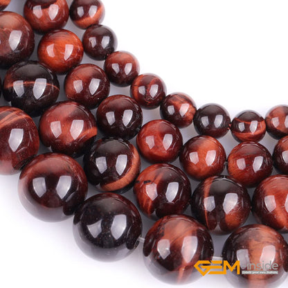 GEM-Inside Natural AAA Grade 8mm Red Tiger Eye Loose Stone Beads for Jewelry Making Beads Strand 15"