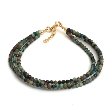 Gempires Turquoise Beaded Bracelets Multi Strand Handmade Jewelry Hypoallergenic 8 Inch Gold Plated December Birthstone Elegant Jewelry Gifts For Women