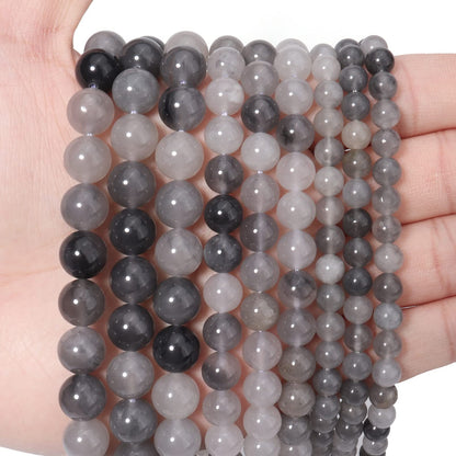 35pcs 10mm Natural Cloudy Quartz Crystal Gemstone Beads Energy Healing Crystal Round Loose Stone Beads for Jewelry Making, DIY Bracelets Necklaces