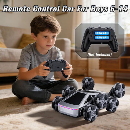 Bsgifts Remote Control Car, 8 Wheels RC Stunt Car with LED Lights & Music, 2.4GHz RC Drift Car for Boys Aged 6-14, Christmas Birthday Gift for Kids