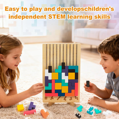Oppvoci Wooden Montessori Russian Blocks Puzzle – 3D Stacking Toy for 3-6 Year Olds Toddlers Educational Gift & Brain Teaser for Critical Thinking Montessori Brain Blocks for Boys & Girls (Classic)