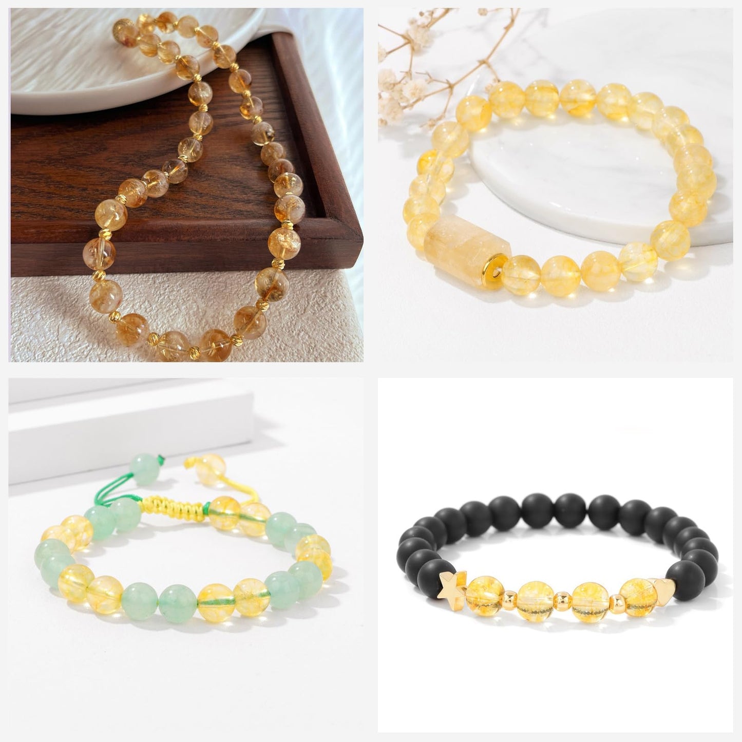 Risyfjew 50PCS 8mm Natural Citrine Beads Gemstone Round Loose Beads for Jewelry Making Chakra Crystal Stone Beads for Bracelets Necklace Earrings Making Supplies (50pcs/Strand)