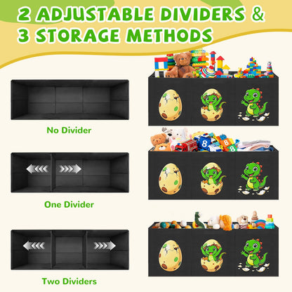 Livole 145L Toy Box, Collapsible Kids Toy Chest Bins with Lids Sturdy Large Toy Storage Organizer Boxes Baskets for Boys Nursery Room Playroom Closet, 40"X16"X14", Black