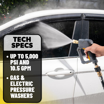 Chemical Guys Snubby Pressure Washer Gun with Foam Cannon Attachment - Short Handle for Gas and Electric Pressure Washers, Foam Sprayer Ideal for Car Washing, Detailing, and Home Cleaning Projects