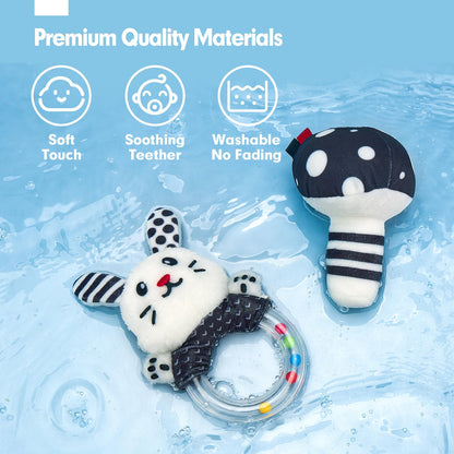 hahaland High Contrast Baby Toys for Newborn - Infant Baby Black and White Sensory Newborn Toys for Brain Development Montessori Tummy Time Toy for 0 3 6 Months