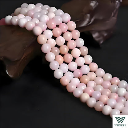 WHNKFB 10mm 50PCS Natural Pink Opal Round Beads, Rose Quartz-Like Loose Gemstone Beads for Jewelry Making Craft - 4mm 6mm 8mm 10mm Options with Free Elastic Cord