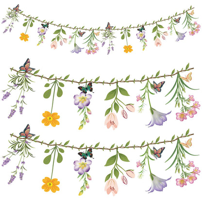 Ghegicu 2PCS Flower Banner Reusable Wildflower Garland Floral for Spring Party Enchanted Garden Theme Picnic Wedding Baby Shower Birthday Tea Party Christmas Valentine's Day Supplies Home Decorations