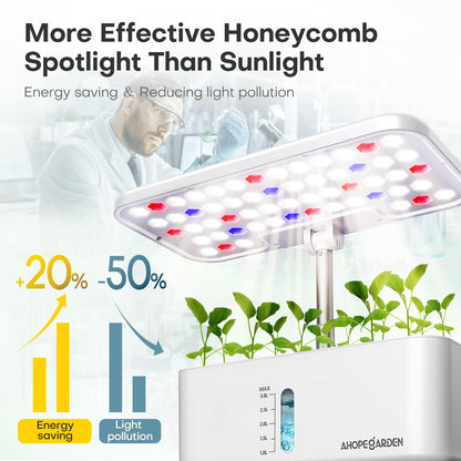 Ahopegarden Indoor Garden Hydroponics Growing System: 10 Pods Plant Germination Kit Herb Vegetable Growth Lamp Countertop with LED Grow Light - Hydrophonic Planter Grower Harvest Lettuce