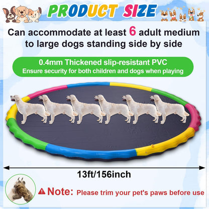 12 ft Giant Inflatable Splash Pad Extra Large 144" 2025 Update Non Slip Pad for Adults Large Dogs Pets Giant Thicken Sprinkler Pool Summer Outdoor Fun Backyard Fountain Play Mat (Cute Style)