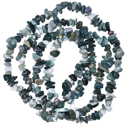 Natural Chip Stone Beads 450pcs Moss Agate Chips 5-8mm Genuine Real Irregular Healing Crystal Rocks Hole Drilled DIY Loose Gemstone Beads for Jewelry Making Bracelet Earrings Necklace Crafting