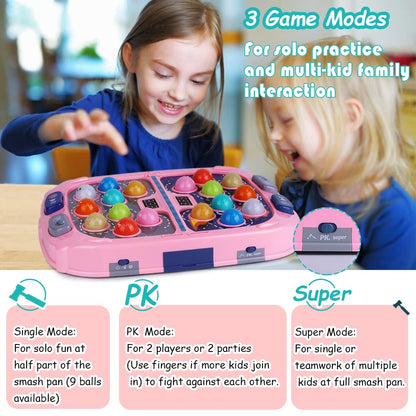 Whack Game Mole for Kids,Toys for 3-12 Year Old Boys and Girls,Whack Game Toy for Toddlers,Gifts for 3 4 5 6 7 8+ Girls Kids,Interactive Educational Toys with Sound and Light,PK Mode with 2 Hammers