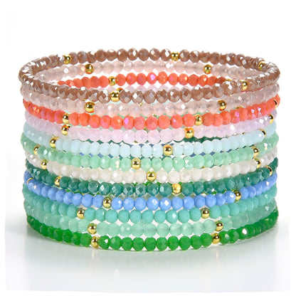 Cherry Tree Collection - Women Crystal Bracelets Set of 12 – Colorful Multi-Layer Stackable Crystal Bracelets for Women – 6.75" - 7" To Fit Most Wrists with 2x3mm Rondelle Beads -Women Jewelry