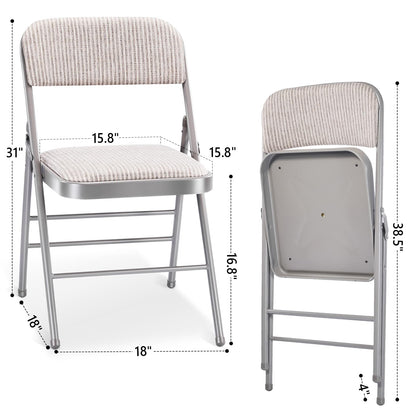 2 Pack Folding Chairs with Fabric Padded Cushion and Back, Commercial Grade Metal Chairs with Comfortable SOFT Fabric Cushion for Home and Office, for Indoor and Outdoor Events (2, White-Fabric)