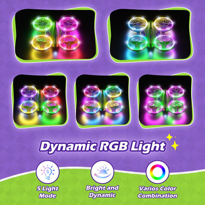LED RC Drone for Kids 6+, Christmas Birthday Gift for Boys & Girls with Remote Batteries, 360° Flip, High Speed Mode, 45 Min Flight Indoor and Outdoor Flying Toy - GreenPurple