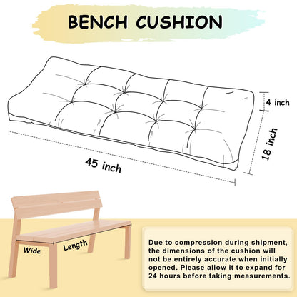 ROFIEJOX 45 Inch Bench Cushion with Non-Slip Bottom - High Density Foam Tufted Long Seat Pad for Indoor Window, Dining, Piano & Garden Furniture(Light Green, 45x18x4)