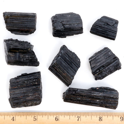 DANCING BEAR Black Tourmaline Crystals Bulk (1/2 LB Large Pieces) with Information Card, Rough Raw Natural Stones for Good Vibes, Reiki Energy, Made in USA