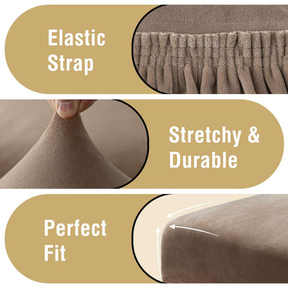 H.VERSAILTEX Dining Chair Covers Stretch for Dining Room Set of 4 Parson Chair Slipcovers Protectors, Soft Thick Solid Velvet Fabric Washable, Taupe