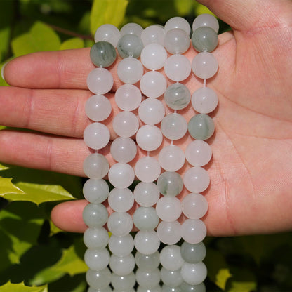 35pcs 10mm Natural Gemstone Beads for Jewelry Making Supplies,White Jade Healing Crystal Polished Round Loose Stone Beads for Bracelet Necklace 15 Inch