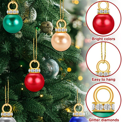DIYDEC 60PCS Christmas Mini Balls Ornaments 16mm Miniature Glitter Balls Xmas Tree Hanging Decorations Pendants for Holiday Party Outdoor Indoor DIY Craft Supplies