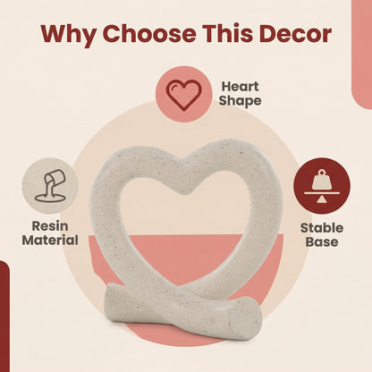 Lescafita Heart Decor Sculpture, Love Heart Statue Minimalist Modern Home Decor for Living Room Bedroom Desk Shelf Coffee Table, Romantic Meaningful Gift