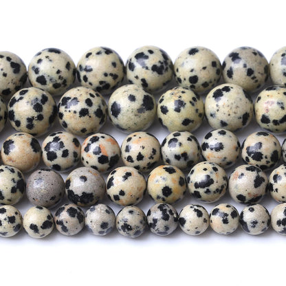 10mm 38pcs Natural Stone Beads Dalmatian Jasper Round Loose Spacer Beads for Jewelry Making DIY Bracelet Necklace Accessories (10mm, Dalmation Jaspers)